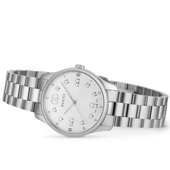 Gucci YA1265064 G-Timeless Dameshorloge 29 mm Moeder van Parel Wijzerplaat Met Diamanten Accenten - Image 6
