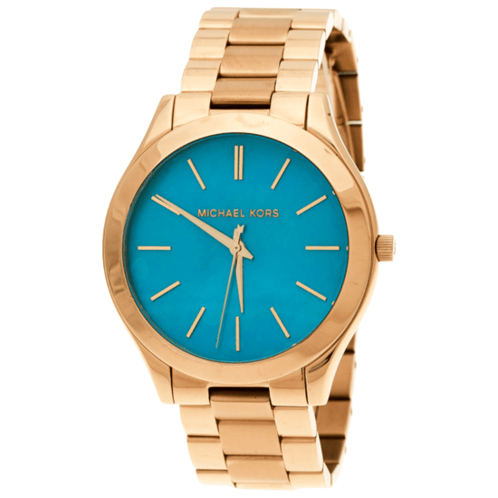 Michael Kors MK3492 Slim Runway 42mm Gouden Roestvrij Stalen Dameshorloge Blauw Wijzerplaat - Image 3