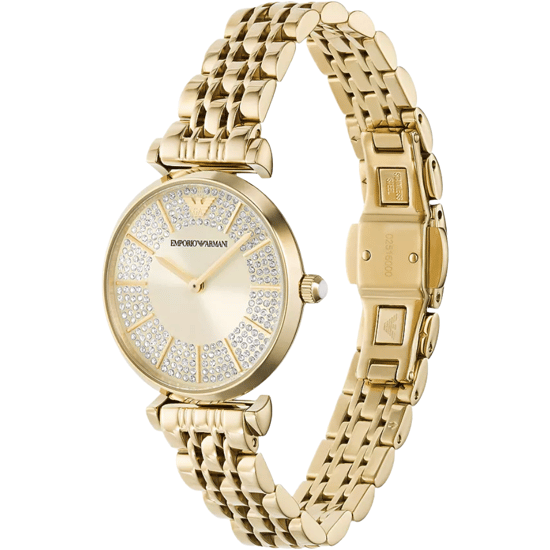 Emporio Armani AR11608 Gouden 32mm Dames Twee-Hand Stalen Horloge - Image 3