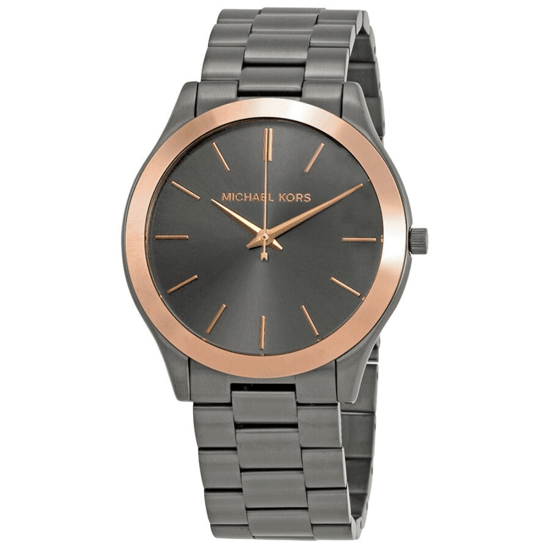Michael Kors MK8576 Slim Runway Unisex 44mm Gunmetal Horloge - Image 3