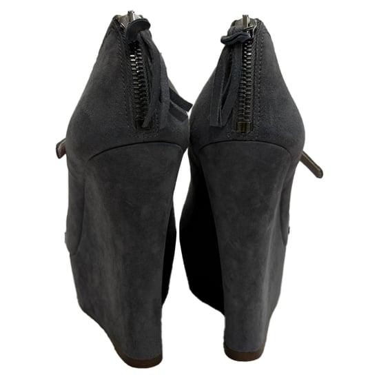 Miu Miu Mary Jane Peep-Toe Wedge Pumps in Grey Suede - Image 3