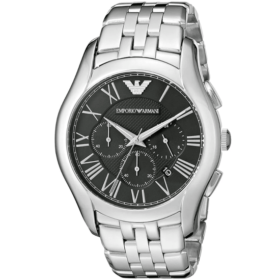 Emporio Armani AR1786 Heren Chronograaf Horloge, Zwarte Wijzerplaat, Zilver RVS - Image 3