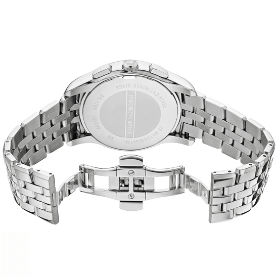 Emporio Armani AR1786 Heren Chronograaf Horloge, Zwarte Wijzerplaat, Zilver RVS - Image 5