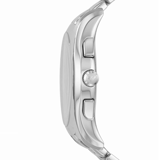 Emporio Armani AR1786 Heren Chronograaf Horloge, Zwarte Wijzerplaat, Zilver RVS - Image 6
