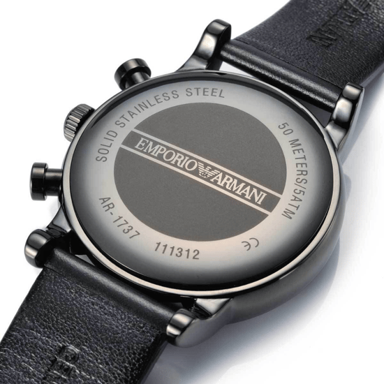Emporio Armani Luigi AR1737 Heren Chronograaf Horloge 41 mm Zwart Leder - Image 5