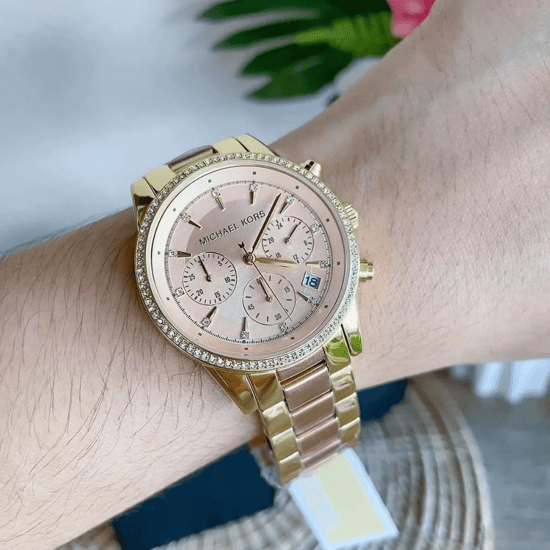 Michael Kors MK6475 Ritz Bicolor 37mm Dames Chronograaf Horloge - Image 6