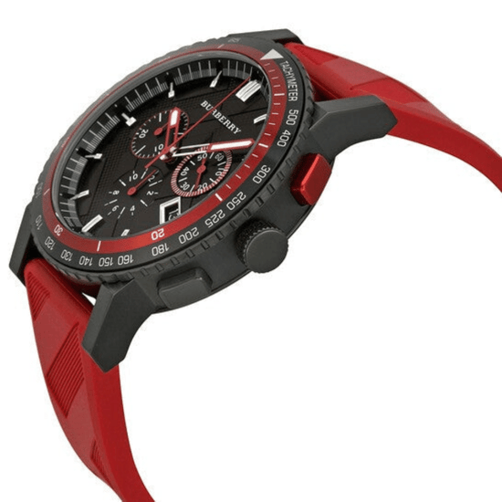 Burberry BU9805 Men’s Chronograph Watch 42mm Red Strap - Image 4