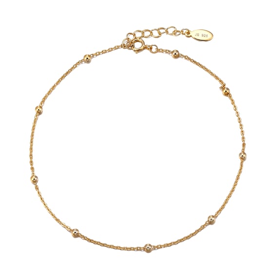Gold Plated Sterling Silver Large Bead Anklet - Image 1