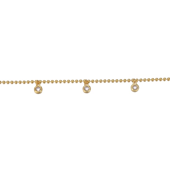 Gold Plated Sterling Silver CZ Ball Chain Anklet - Image 2