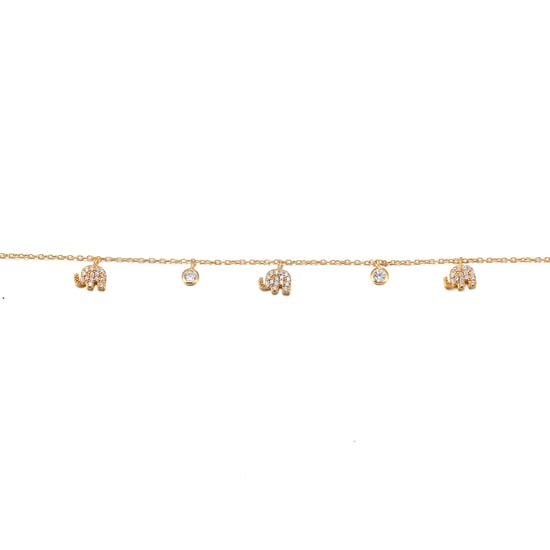 18ct Gold Plated CZ Elephant Charm Anklet - Image 2