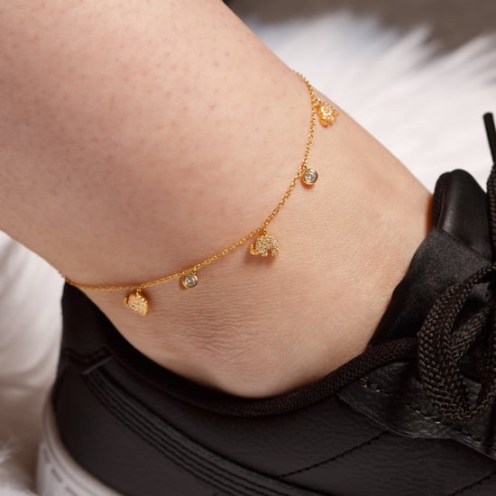 18ct Gold Plated CZ Elephant Charm Anklet - Image 3