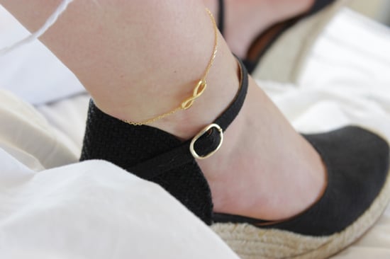 Gold Plated Sterling Silver Eternity Floating Charm Link Anklet - Image 3