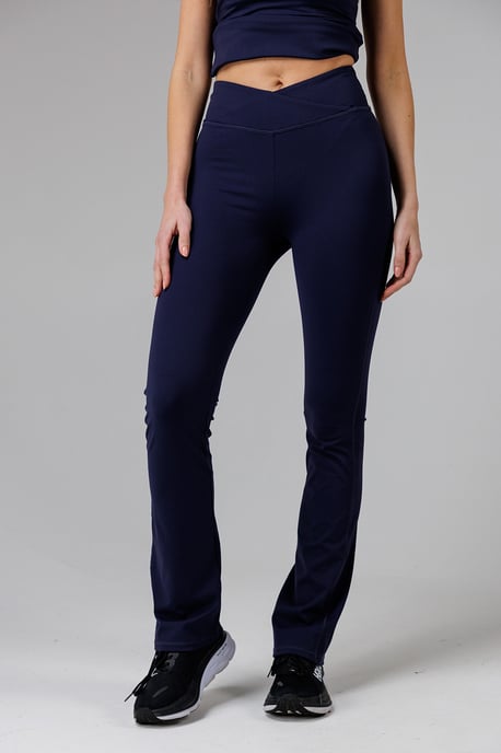 Navy Wrap Front Fcuk Stretch Yoga Pant - Image 1