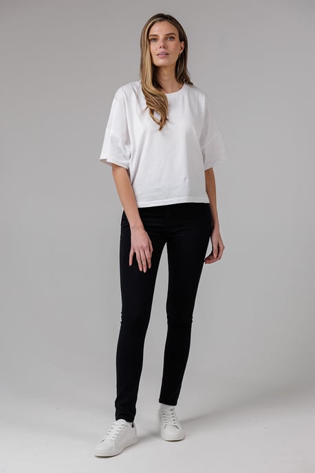 Black Cotton Blend Stretch High Rise Skinny Denim Jeans - Image 3
