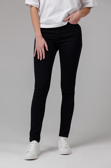 Black Cotton Blend Stretch High Rise Skinny Denim Jeans - Image 5