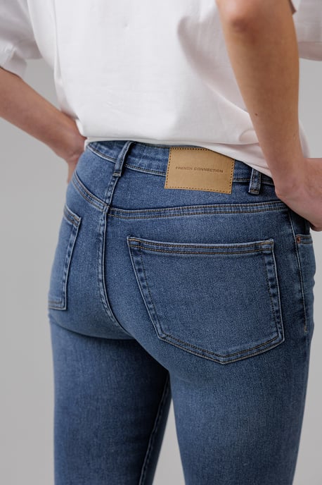 Blue Cotton Blend Stretch High Rise Skinny Denim Jeans - Image 4