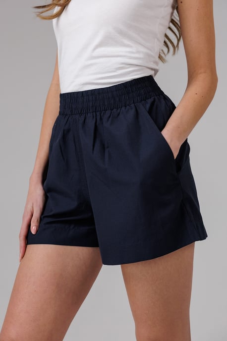 Navy Cotton Elasticated Waist Shorts - Image 4
