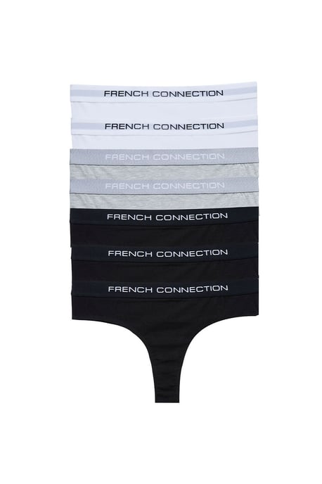 Grey 7 Pack Cotton French Connection Ladies Thongs - Image 1
