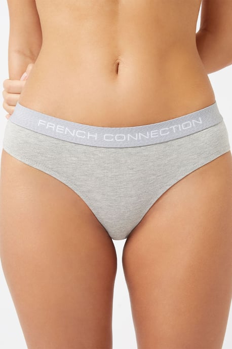 Grey 7 Pack Cotton French Connection Ladies Thongs - Image 4