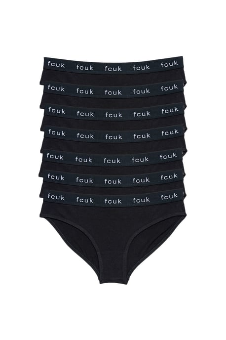 Black 7 Pack Cotton Fcuk Ladies Briefs - Image 1