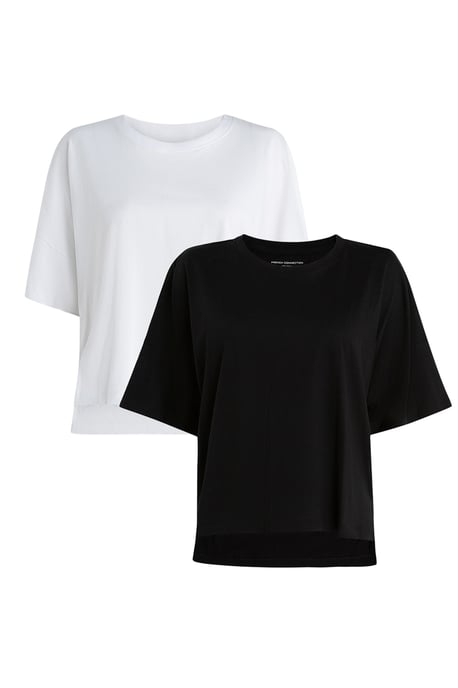 Black 2 Pack Cotton Crew Neck Boxy Fit Short Sleeve T-Shirts - Image 1