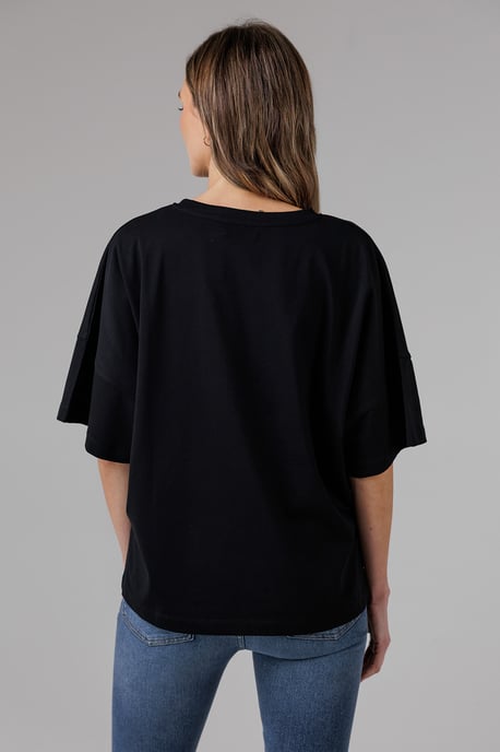 Black 2 Pack Cotton Crew Neck Boxy Fit Short Sleeve T-Shirts - Image 3