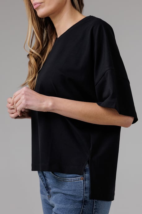 Black 2 Pack Cotton Crew Neck Boxy Fit Short Sleeve T-Shirts - Image 6
