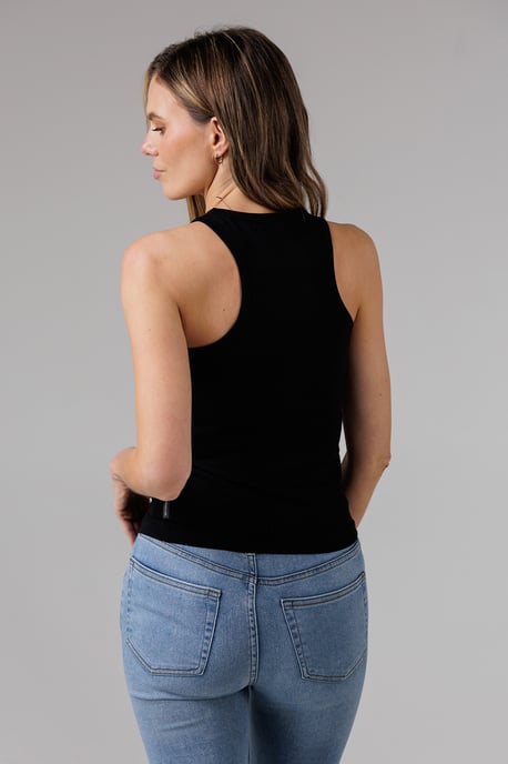 Black 3 Pack Cotton Ribbed Crew Neck Racer Back Vests - Image 3