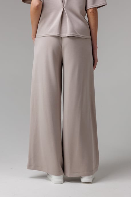 Beige Luxe Wide Leg Draped Trouser - Image 2