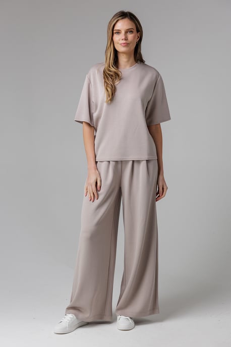 Beige Luxe Wide Leg Draped Trouser - Image 3