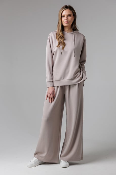 Beige Luxe Wide Leg Draped Trouser - Image 4
