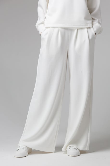 Off White Luxe Wide Leg Draped Trouser - Image 1
