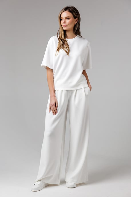 Off White Luxe Wide Leg Draped Trouser - Image 3