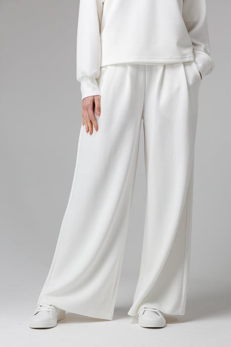 Off White Luxe Wide Leg Draped Trouser - Image 4