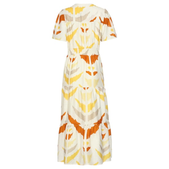 Smashed Lemon Midi v hals jurk met oranje aztec print | - Image 2
