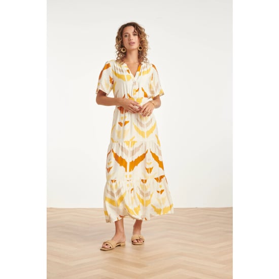 Smashed Lemon Midi v hals jurk met oranje aztec print | - Image 4
