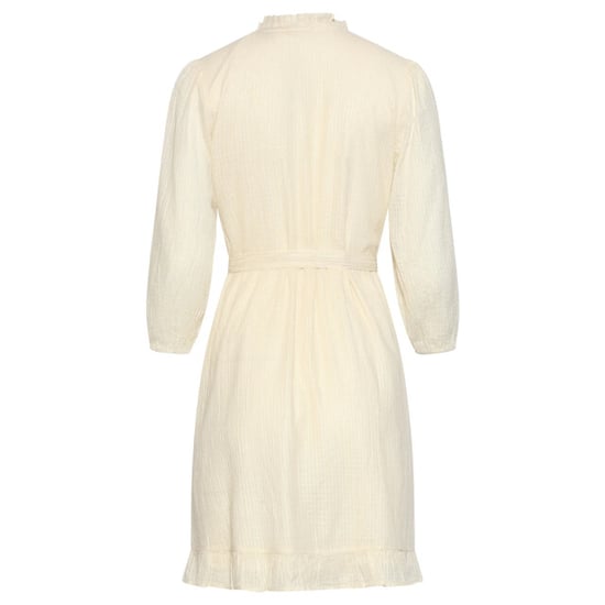 Smashed Lemon Crème mini-jurk met ruches en tailleband | - Image 3