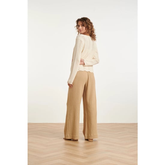 Smashed Lemon Gebreid cardigan met ajourpatroon en strikje | - Image 4