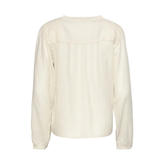 Smashed Lemon Crème blouse met gesmokte details en boho rijgsluiting | - Image 5