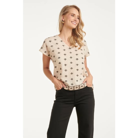 Smashed Lemon Grafische aztec geborduurde v-hals top met korte mouwen en | - Image 5