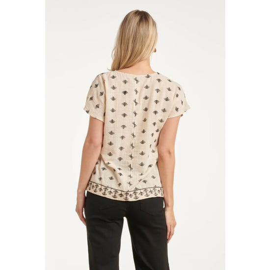 Smashed Lemon Grafische aztec geborduurde v-hals top met korte mouwen en | - Image 6