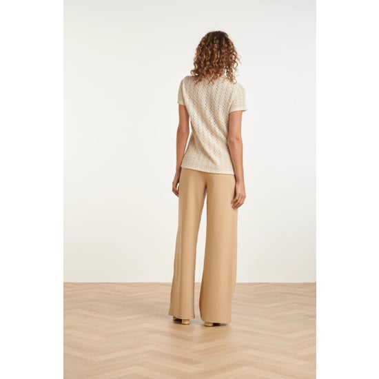Smashed Lemon Zand wide leg pantalon met elastische taille | - Image 2