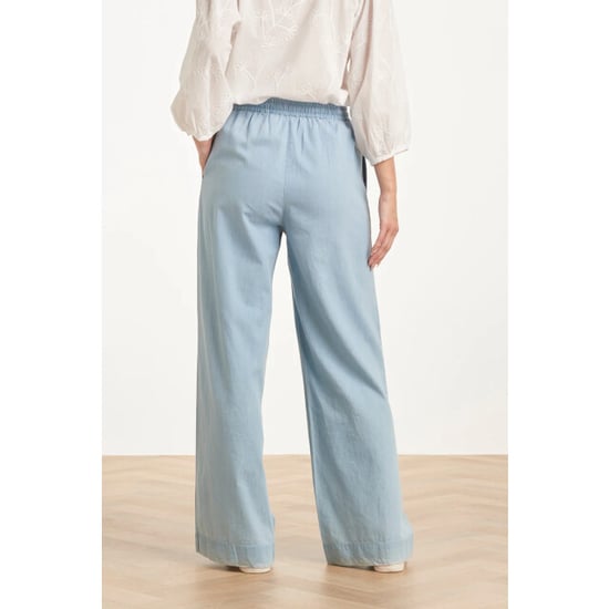 Smashed Lemon Lichtblauwe wide leg broek met koordsluiting | - Image 2