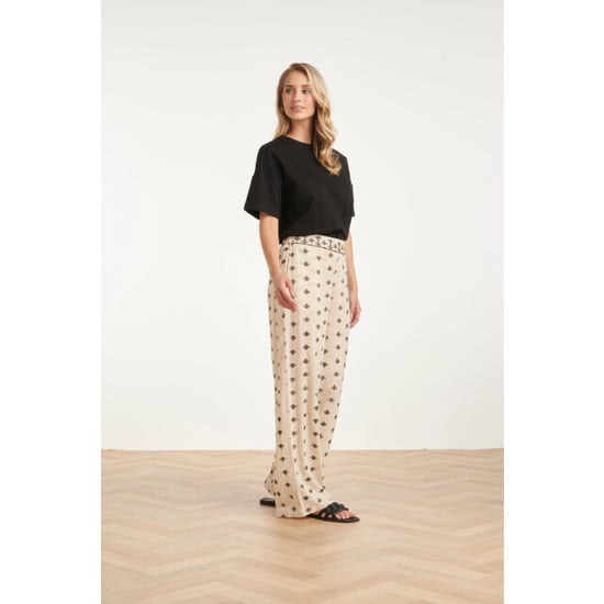 Smashed Lemon Wide leg broek met aztec print in crème en zwart | - Image 3