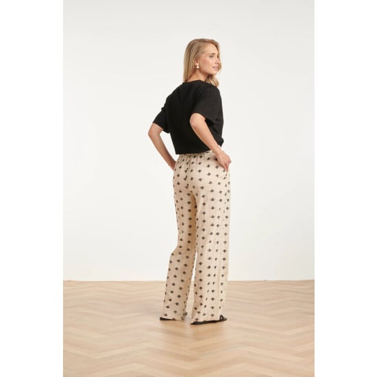 Smashed Lemon Wide leg broek met aztec print in crème en zwart | - Image 6