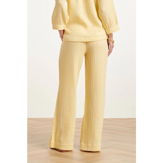 Smashed Lemon Wide leg mousseline broek met strikkoord | - Image 6