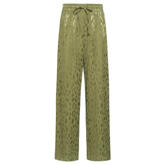 Smashed Lemon Glinsterende wide-leg pantalon met dieren print in olijfgroen | - Image 6