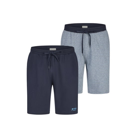 Phil & Co Heren korte pyjamabroeken 2-pack donkerblauw/grijs gestreept - Image 1