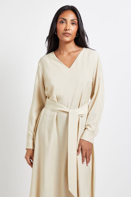 Petite Denim Look Tie Waist Midi Dress - Image 2