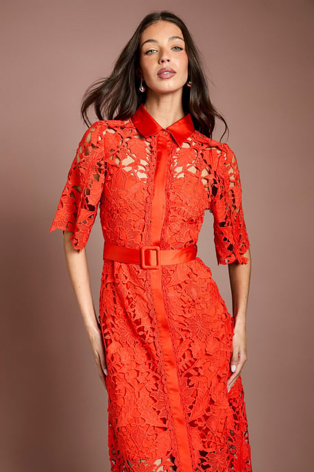 Lace Shirt Dress With Short Sleeves - Image 2